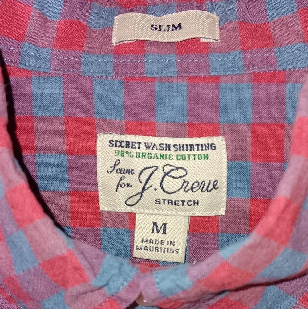 J.Crew Organic Cotton Slim Button Down Shirt M Red Blue